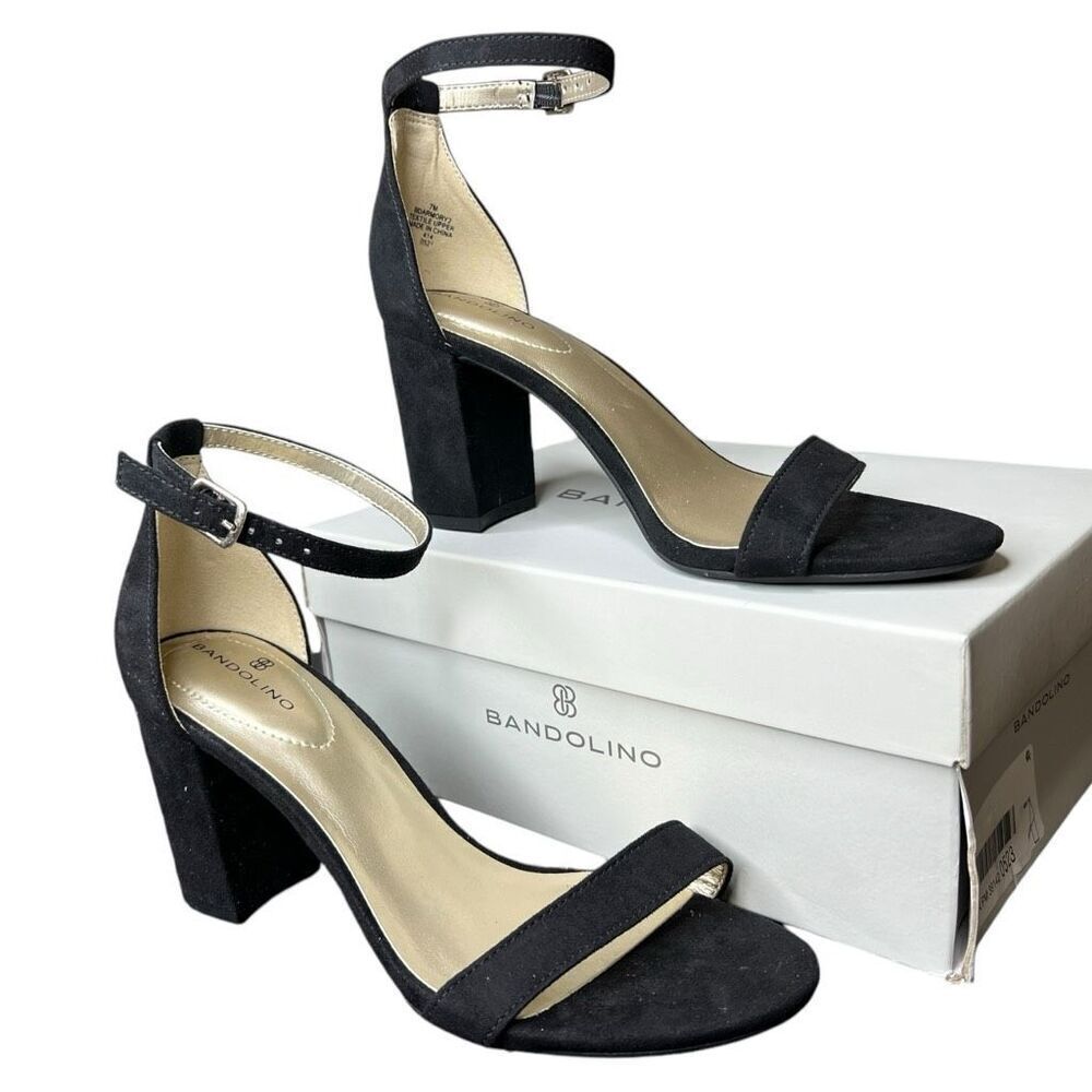 NEW Bandolino Women's‎ Armory Faux Black Suede Sandal 7M
